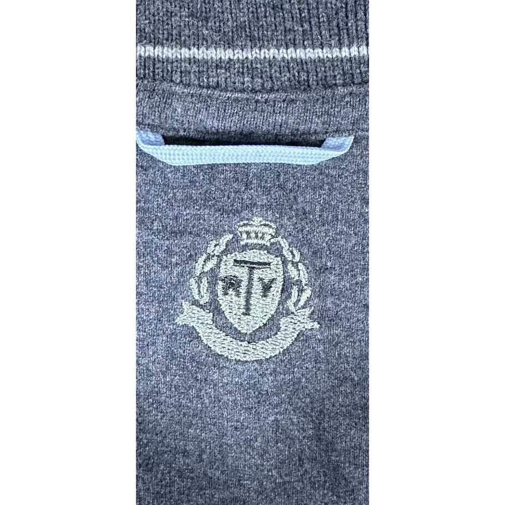 Tasso Elba Mens 1/4 Zip Pullover Charcoal Gray‎ 100% Cotton Large Smart Casual